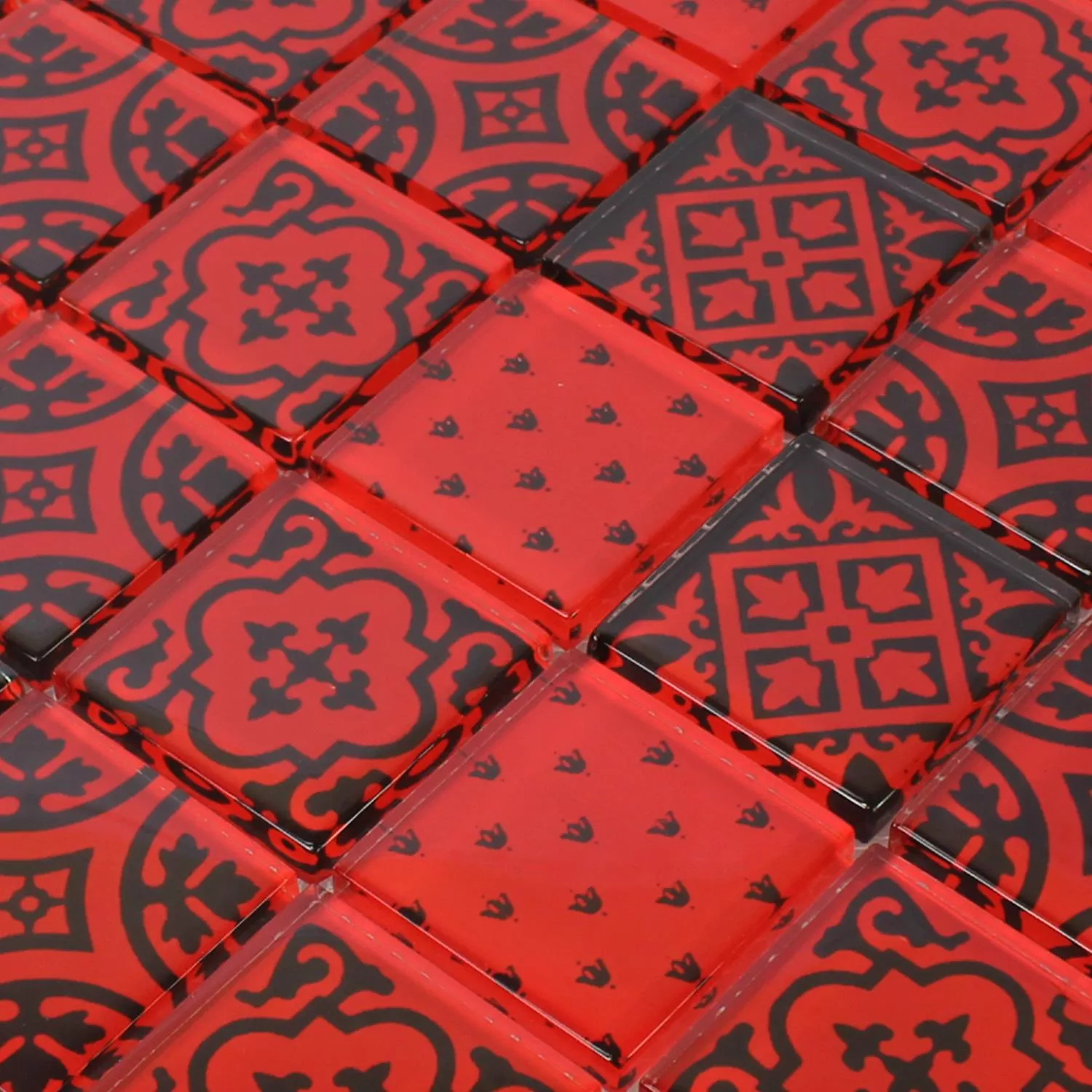 Mozaik Pločice Staklo Barock Ukras Crvena