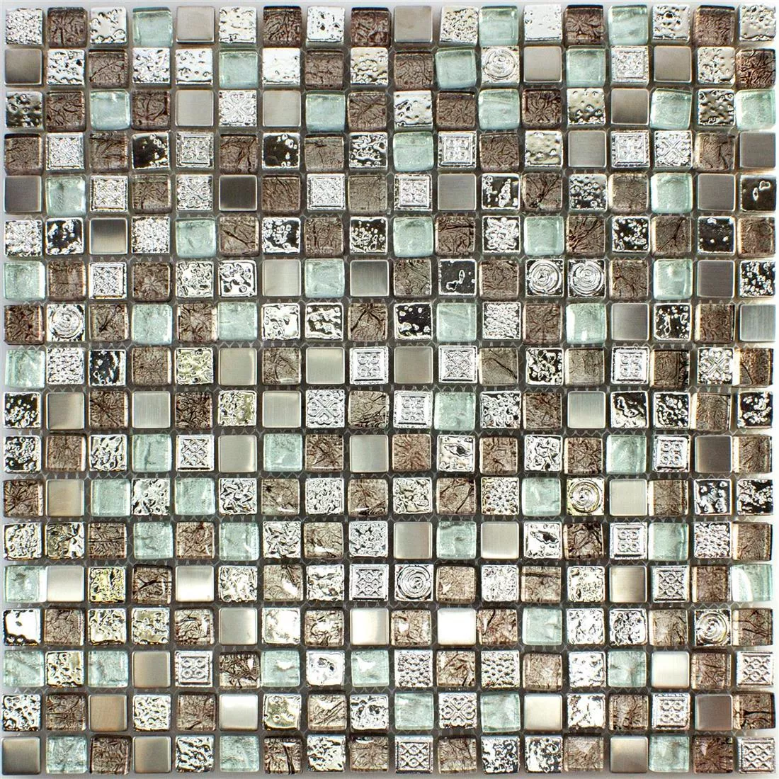Staklo Smola Metal Mozaik Pločice Falco Smeđa Srebrna