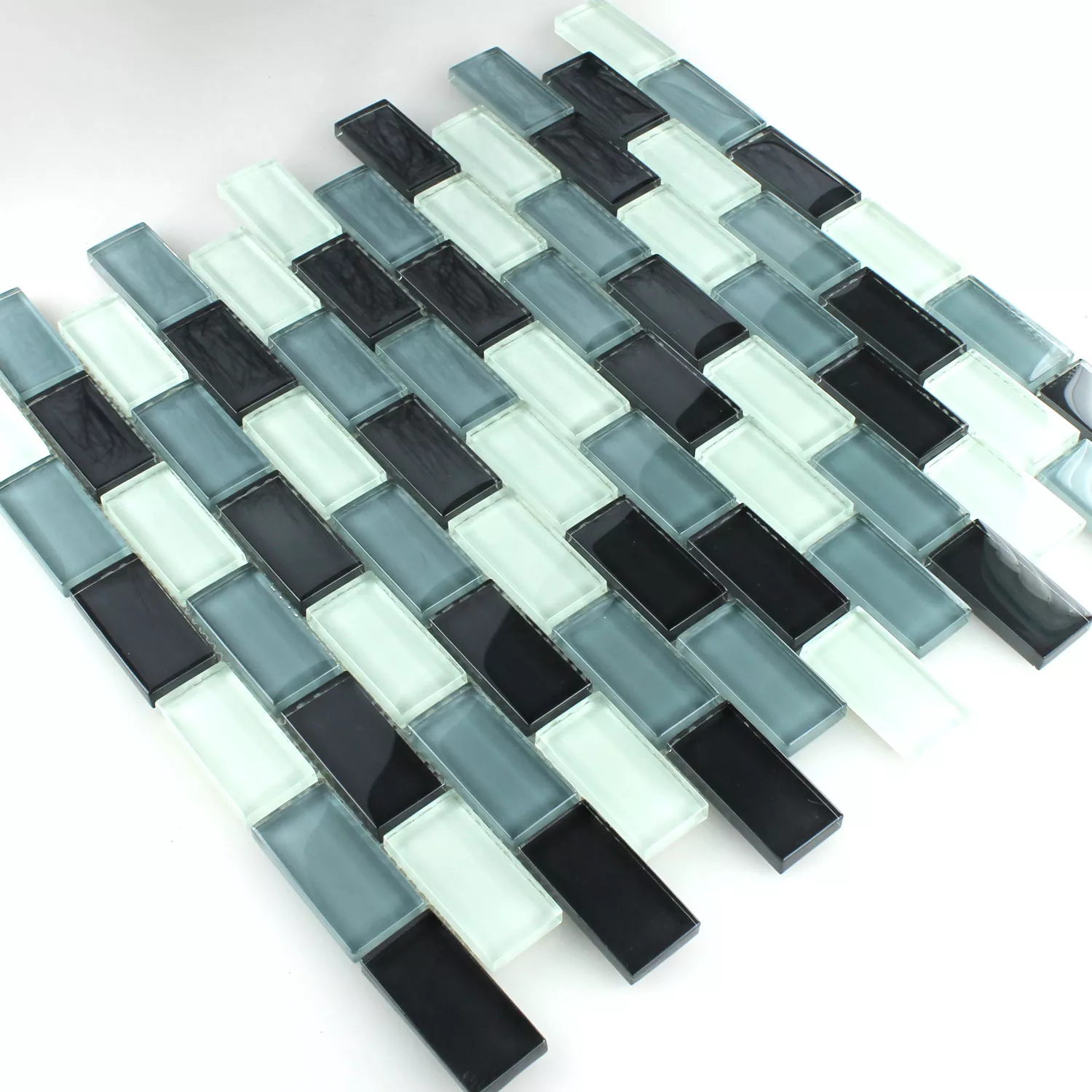 Mozaik Pločice Staklo Brick Siva Mix
