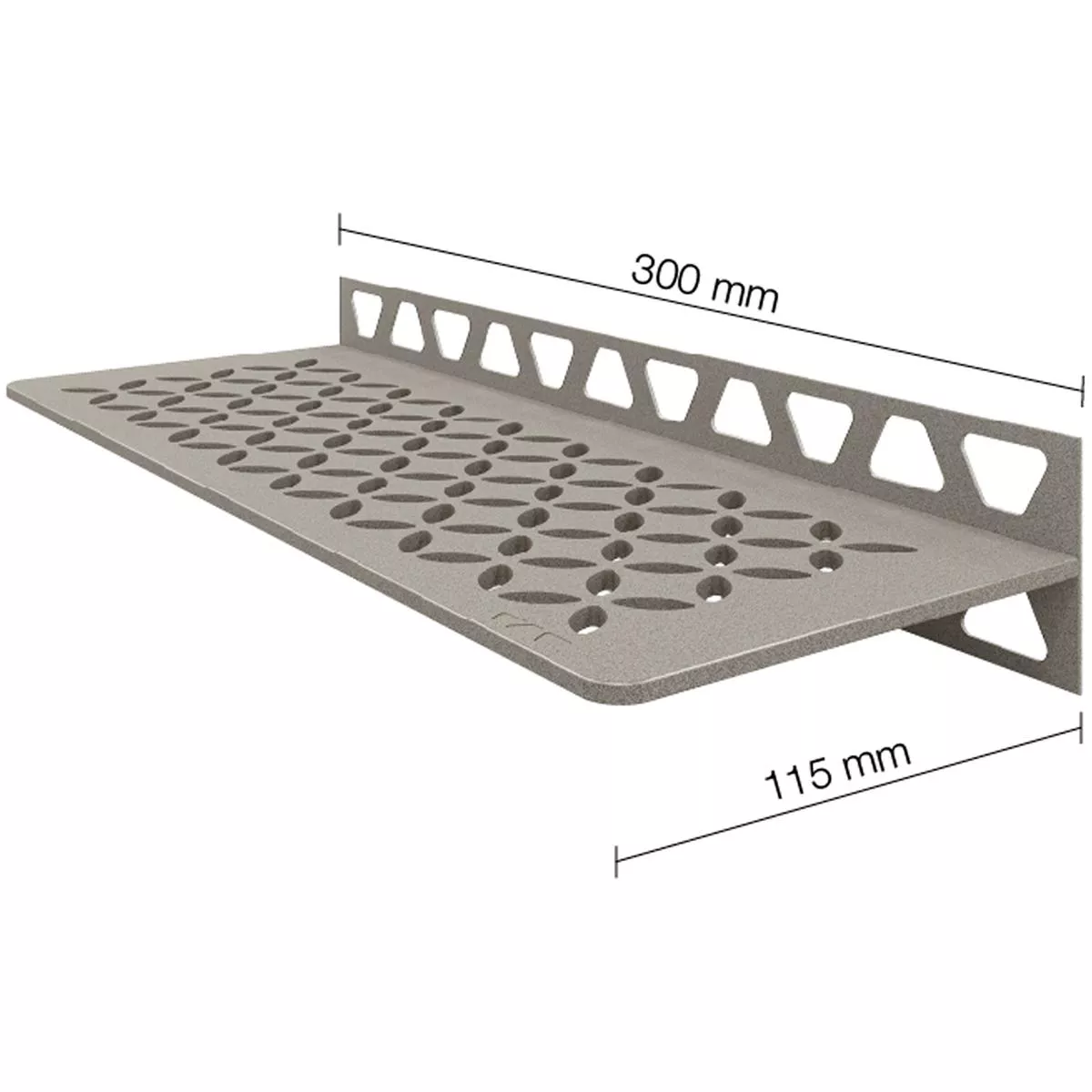 Polica za tuš zidna polica Schlüter pravokutnik 30x11,5 cm cvjetno siva