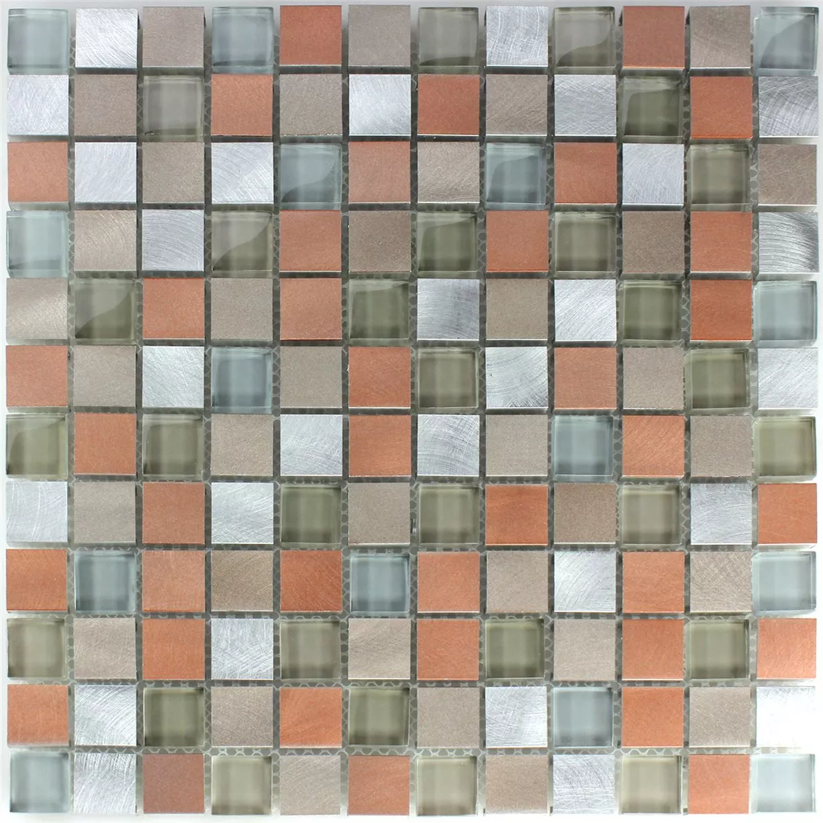 Uzorak Mozaik Pločice Staklo Aluminij Metal Narančasta Srebrna Mix
