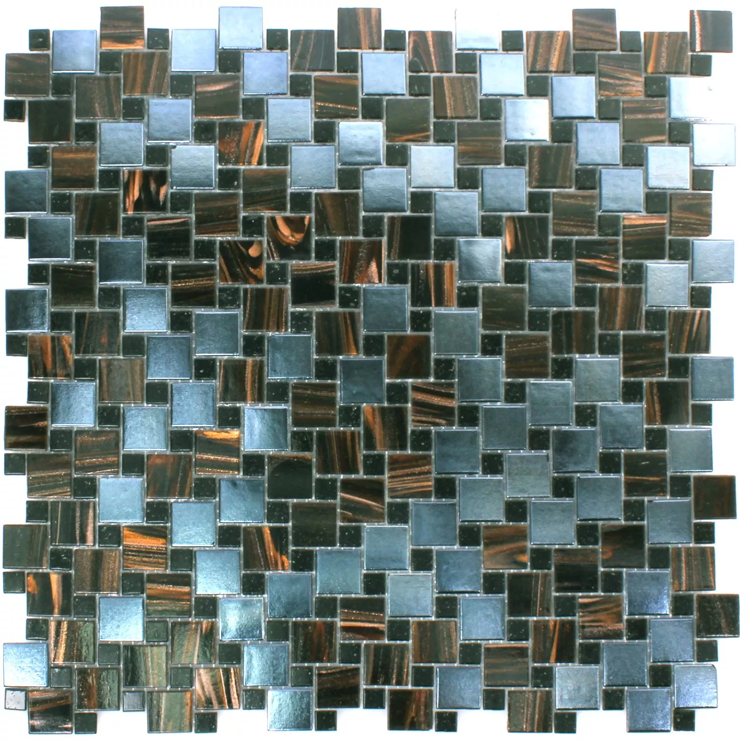 Uzorak Mozaik Pločice Staklo Tahiti Smeđa Metallic