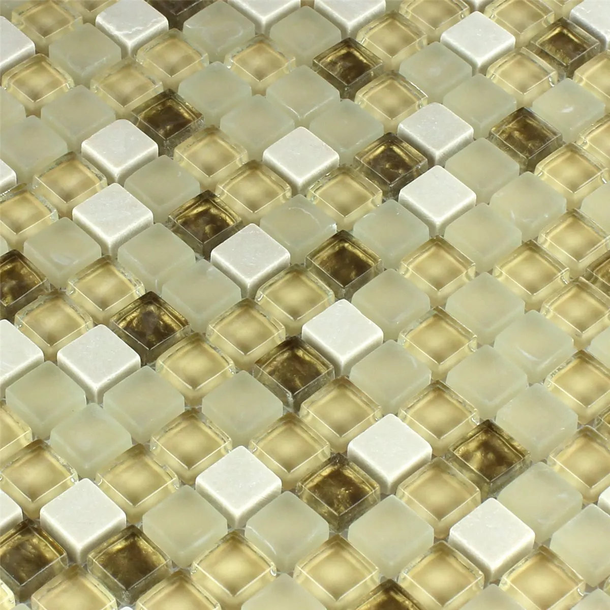 Mozaik Pločice Staklo Prirodni Kamen Bijela Zlatna Mix