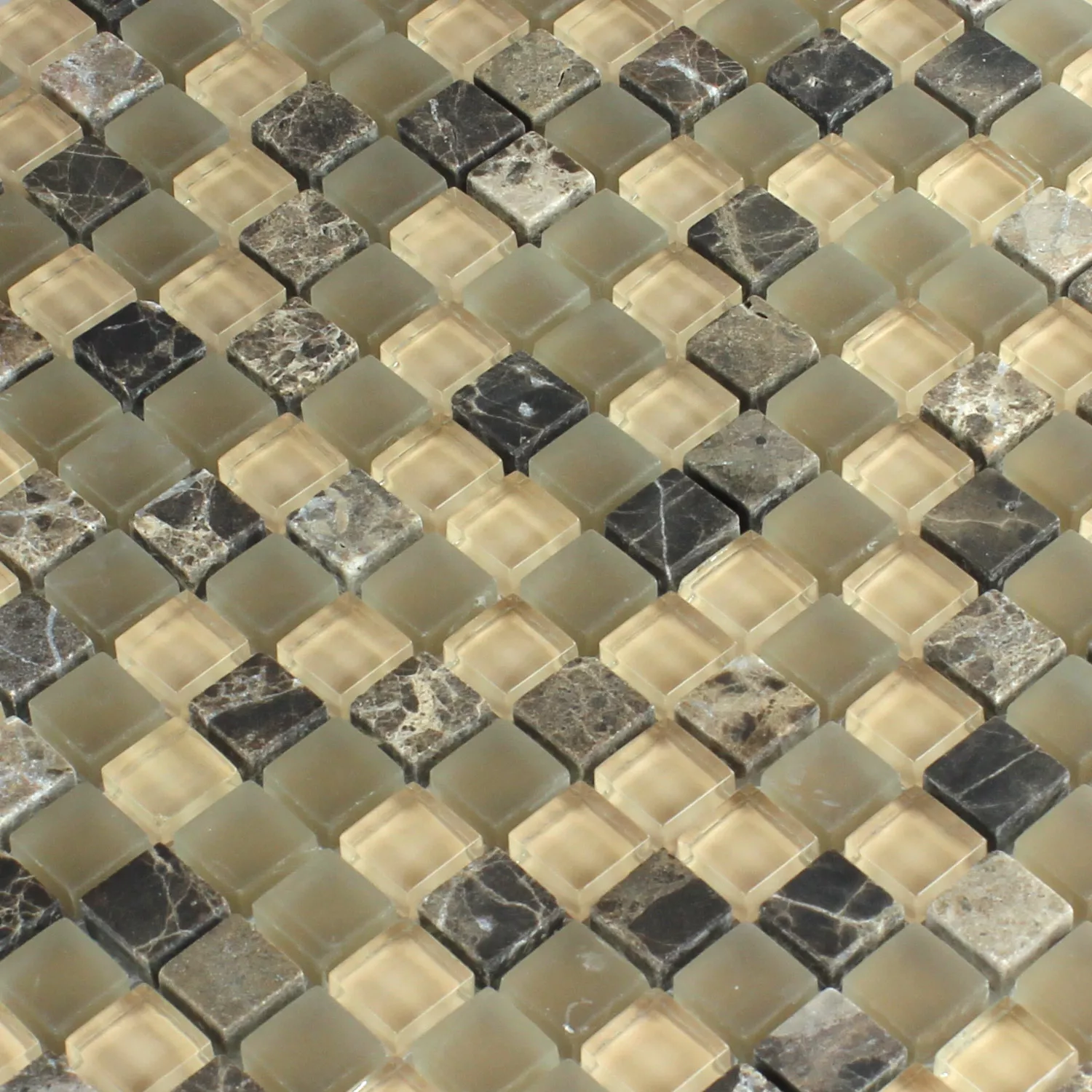 Mozaik Pločice Staklo Mramor 15x15x8mm Smeđa Bež Mix