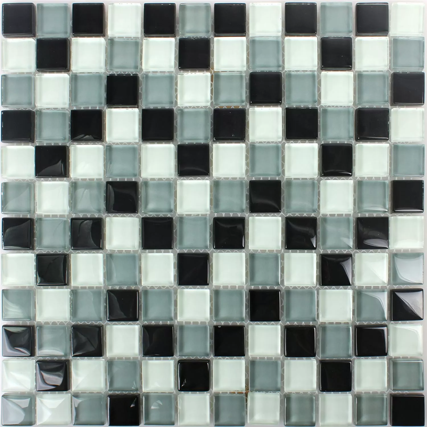 Mozaik Pločice Staklo Palmas Crna Siva Bijela