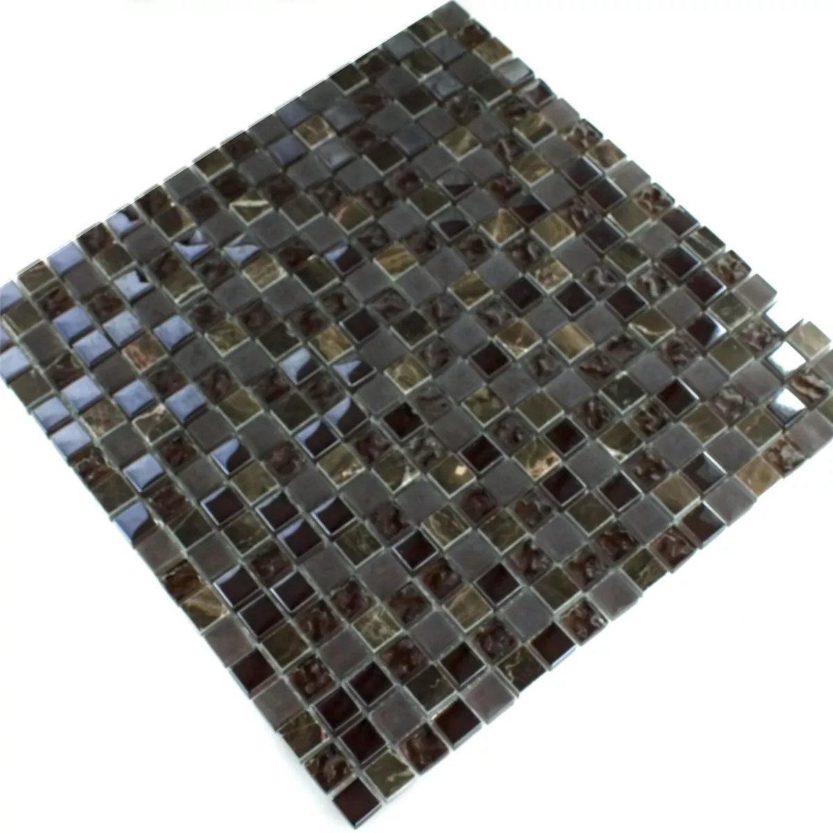 Uzorak Mozaik Pločice Staklo Mramor Mix Sintra Smeđa 