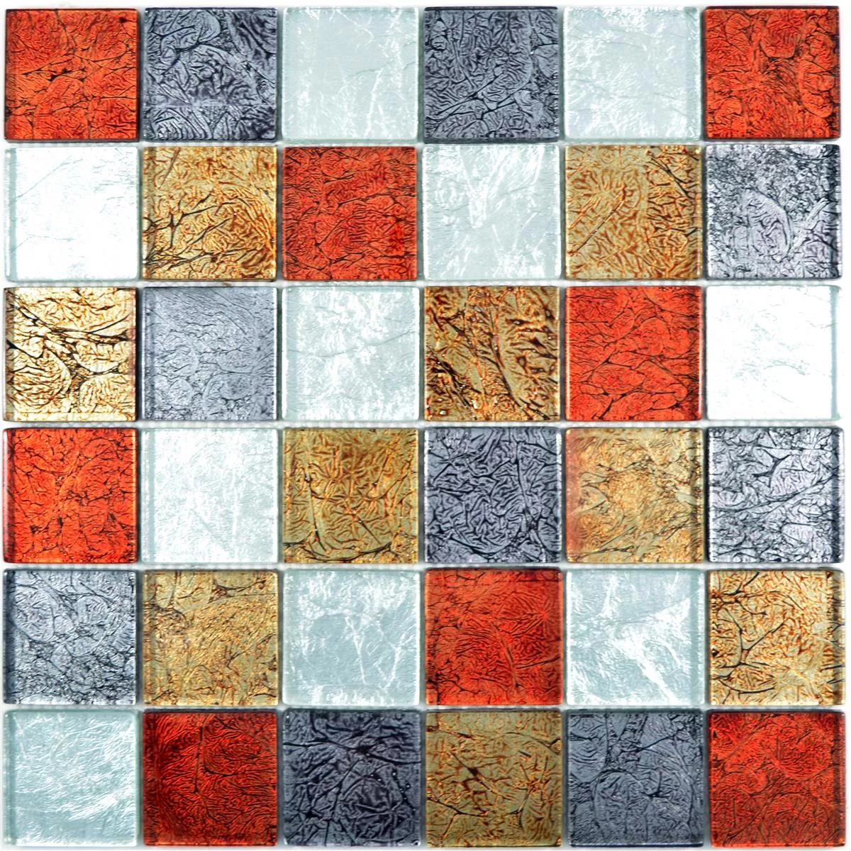 Stakleni Mozaik Pločice Curlew Crvena Smeđa Srebrna Kvadrat 48