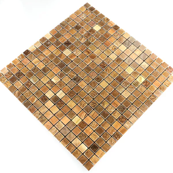 Mozaik Pločice Mramor Smeđa Poliran 15x15x7mm