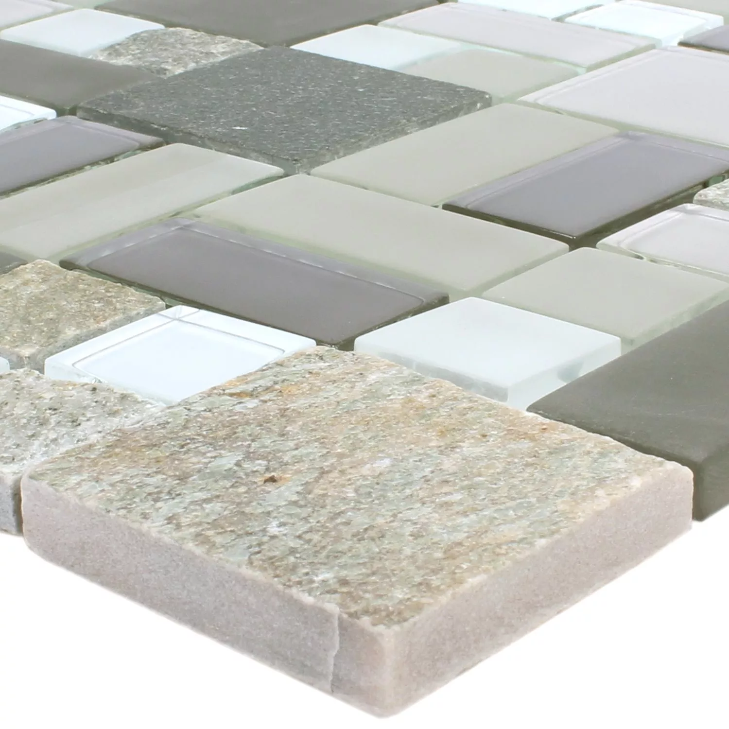 Uzorak Mozaik Pločice Apollo Prirodni Kamen Staklomix Smeđa Bijela