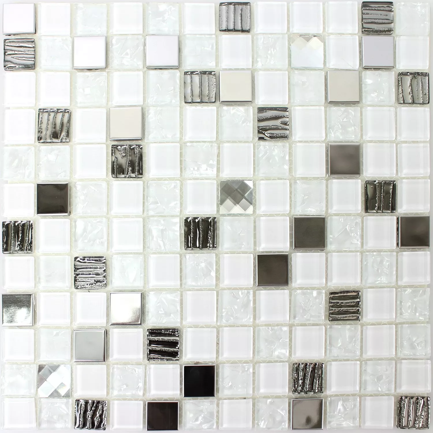 Samoljepljiv Staklo Čelik Mozaik Bijela Srebrna
