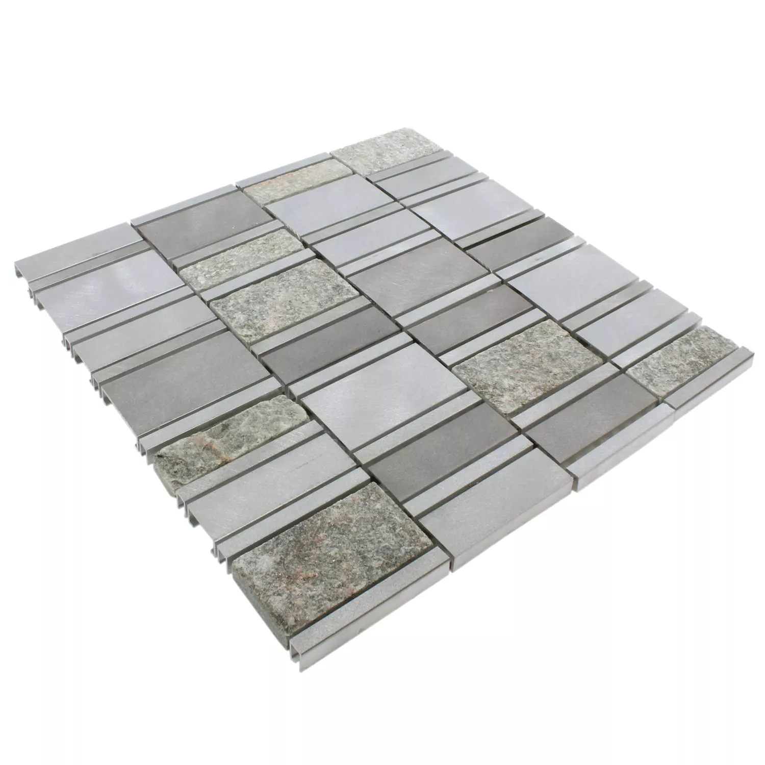 Uzorak Mozaik Pločice Prirodni Kamen Aluminij Avanti Siva