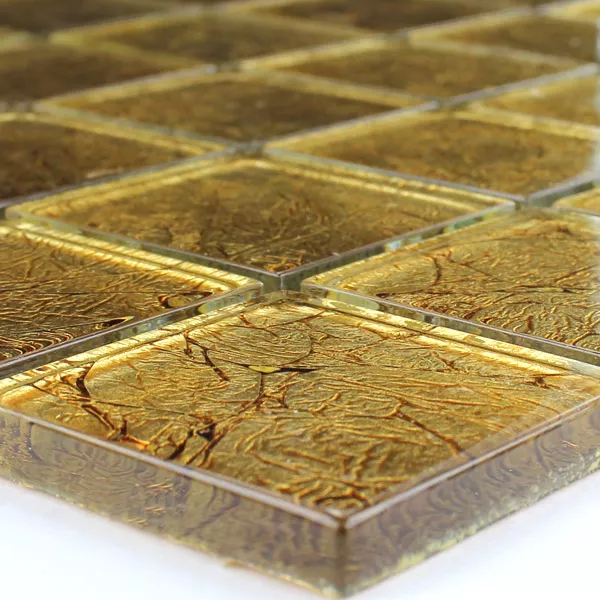 Uzorak Stakleni Mozaik Pločice  Zlatna Metal