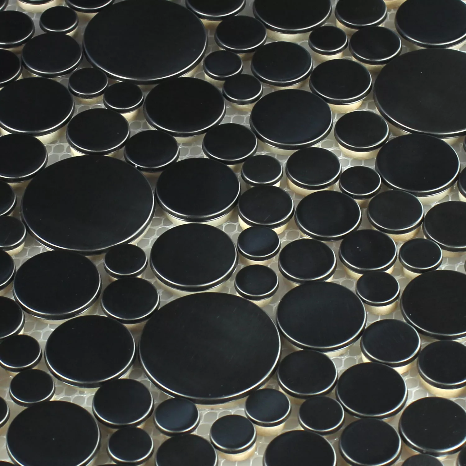 Mozaik Pločice Čelik Metal Riječni Oblutak Design Black