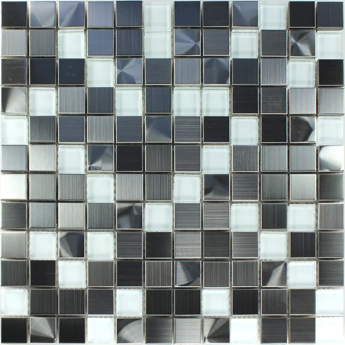 Mozaik Pločice Čelik Staklo Bijela Srebrna