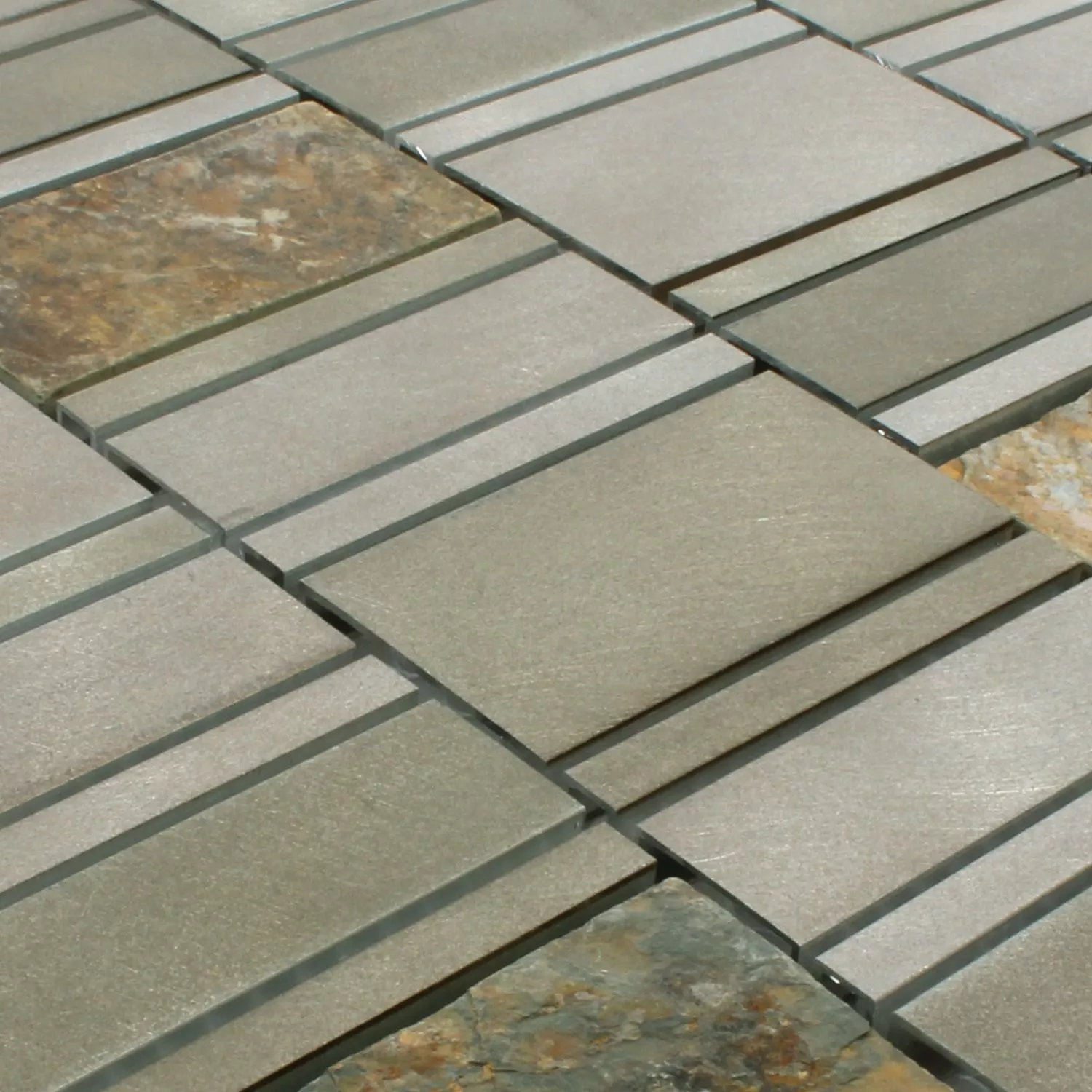 Mozaik Pločice Prirodni Kamen Aluminij Avanti Smeđa
