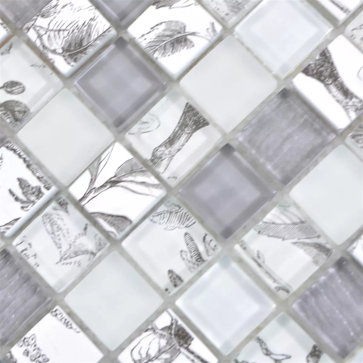 Stakleni Mozaik Pločice Cornelia Retro Izgled Bijela Siva