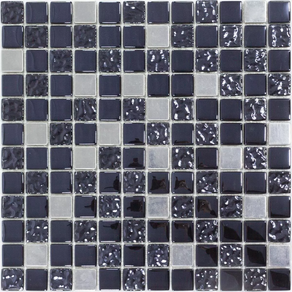 Mozaik Pločice Staklo Čelik Blackriver Crna Srebrna Mix