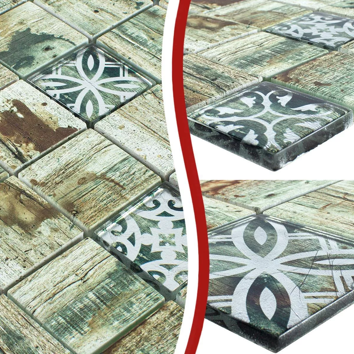 Uzorak Stakleni Mozaik Pločice Imitacija Drva Township Bež Smeđa