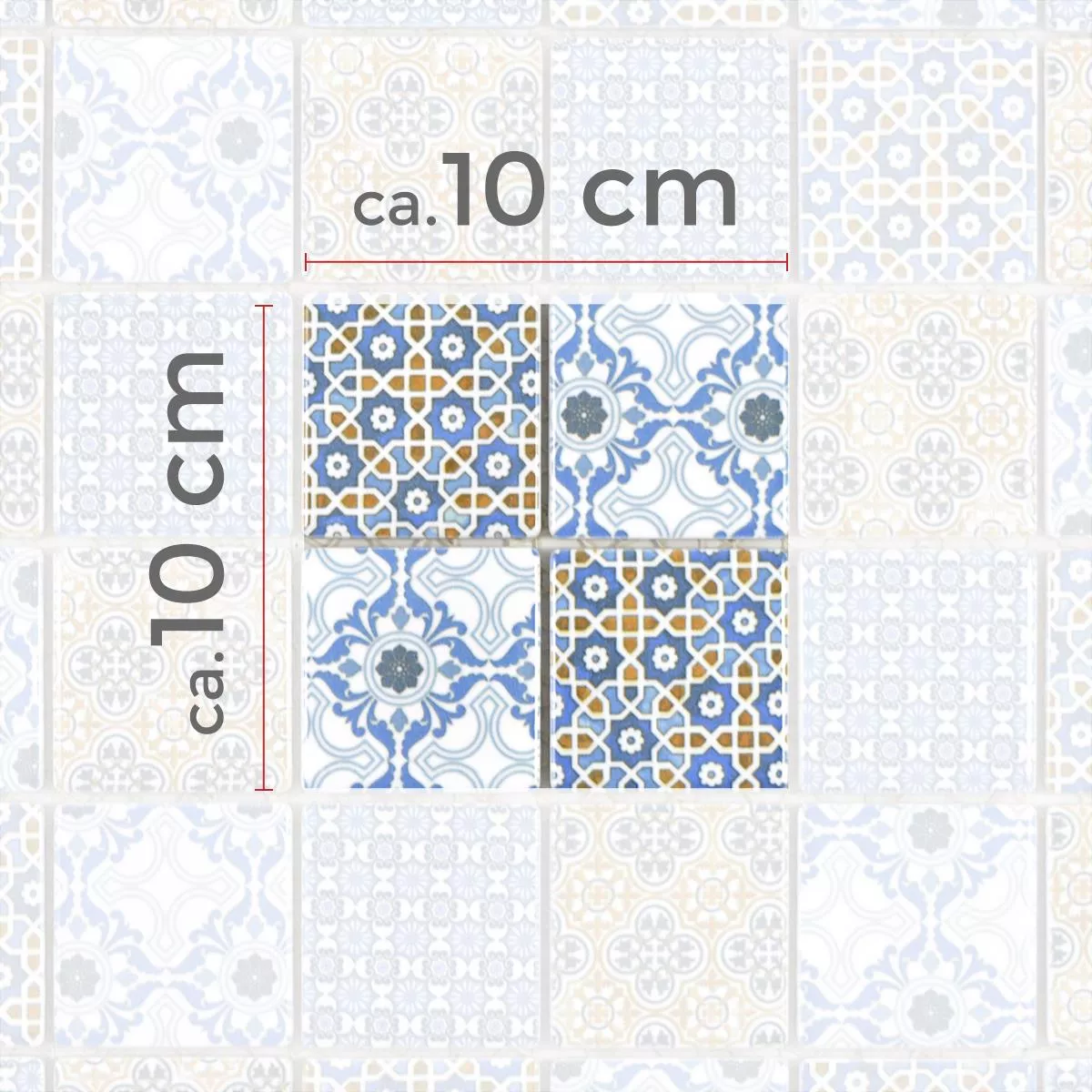 Uzorak Keramika Mozaik Pločice Daymion Retro Izgled Kvadrat Plava Smeđa