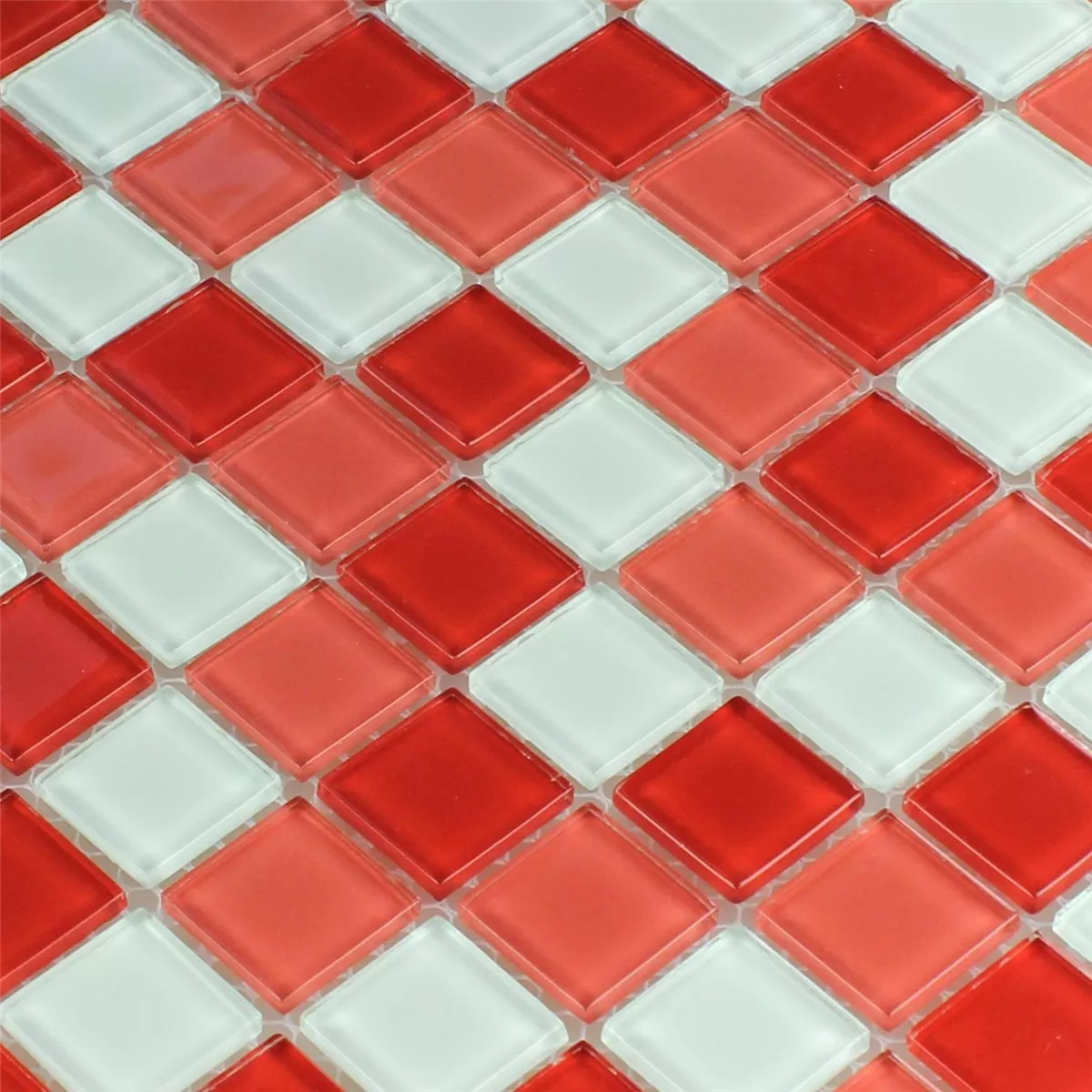 Uzorak Stakleni Mozaik Pločice Kozarica Bijela Crvena Mix