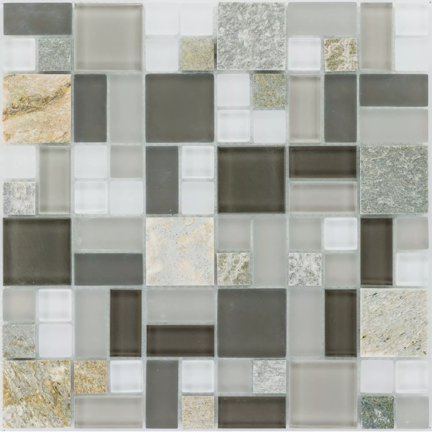 Mozaik Pločice Apollo Prirodni Kamen Staklomix Smeđa Bijela