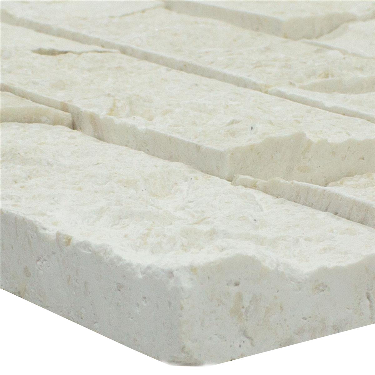 Mozaik Pločice Prirodni Kamen Kansas Splitface 3D Bijela