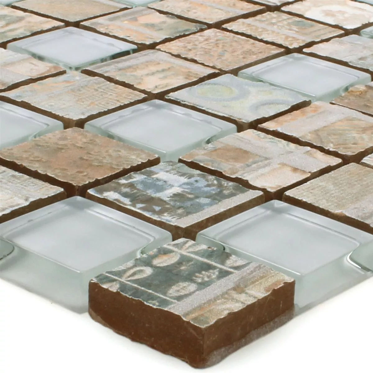Uzorak Mozaik Pločice Staklo Keramika Bellevue Smeđa Kvadrat