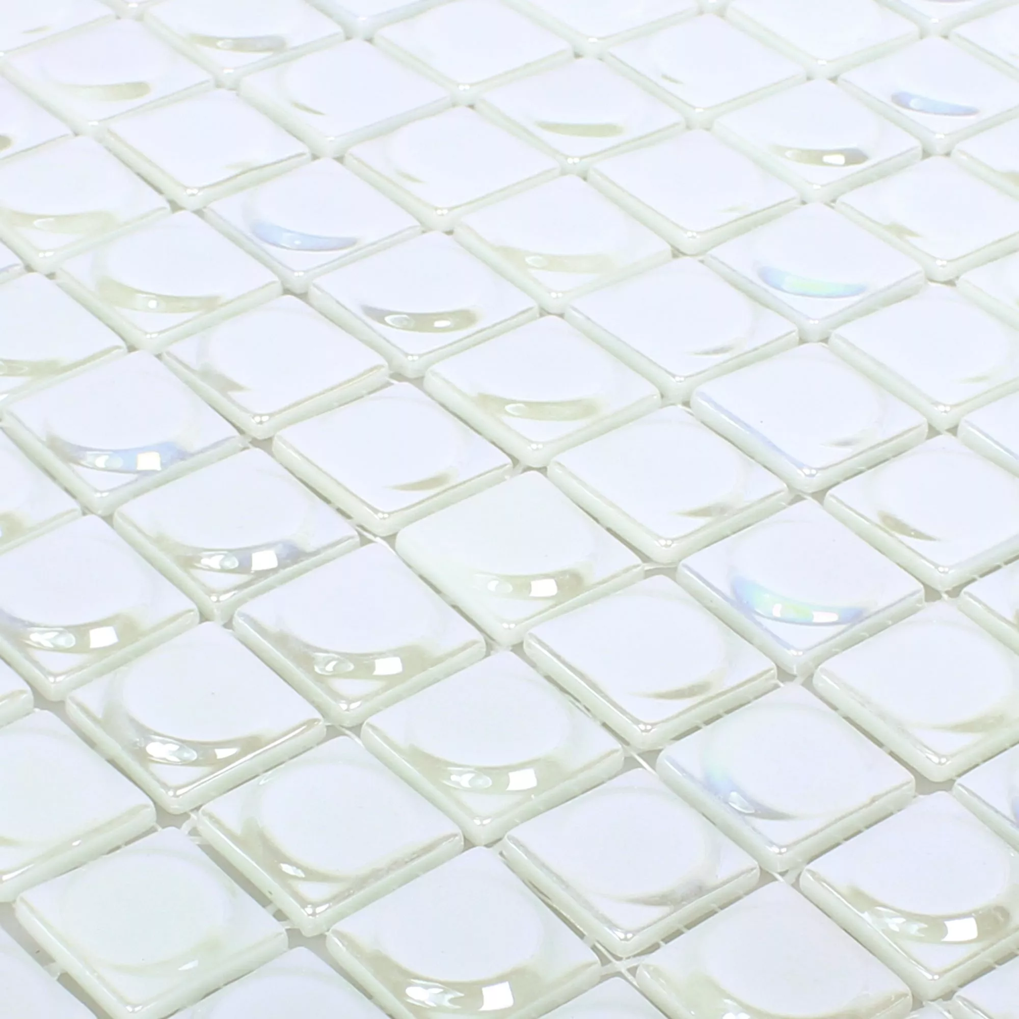 Stakleni Mozaik Pločice Accra Bijela 3D Zaobljen