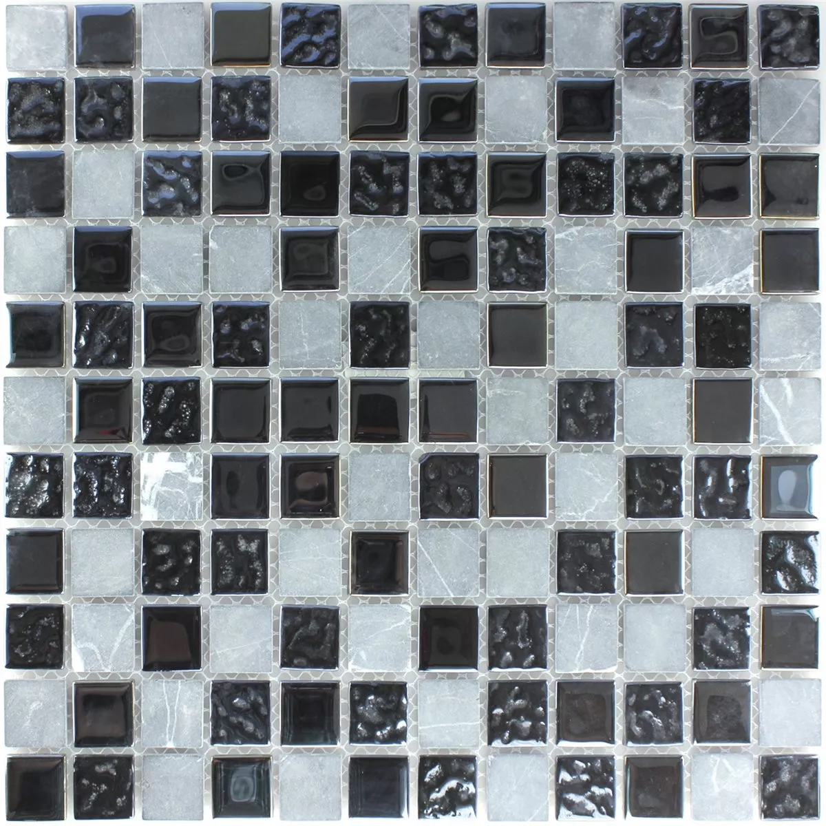 Mozaik Pločice Staklo Mramor Crna Siva