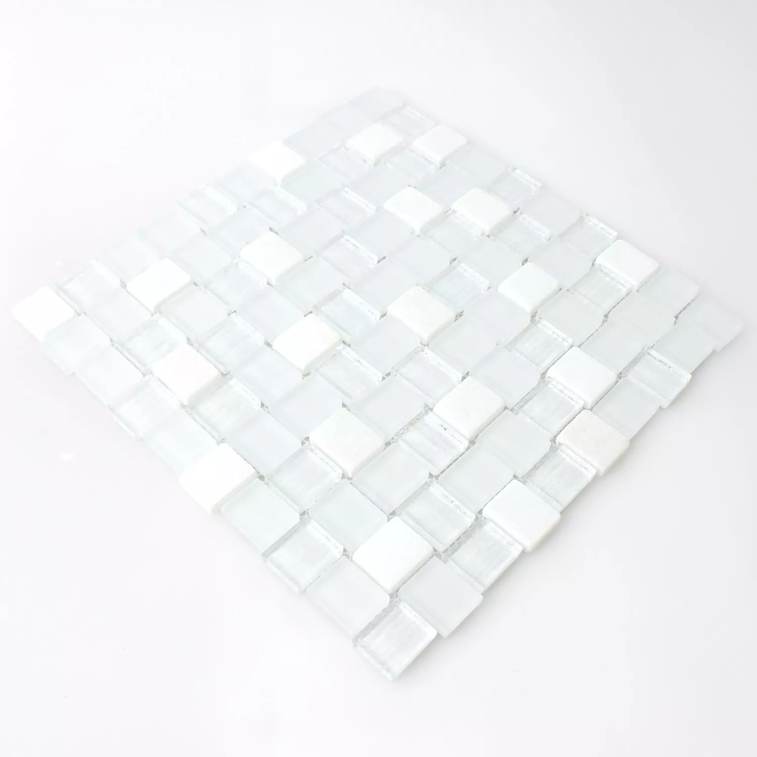 Mozaik Pločice Staklo Prirodni Kamen Bijela