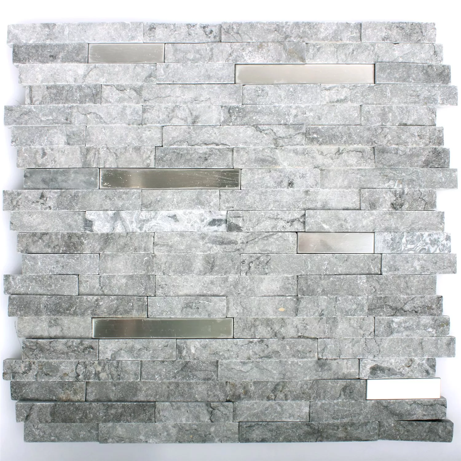 Uzorak Mozaik Pločice Deepstone Prirodni Kamen Čelik Siva 3D