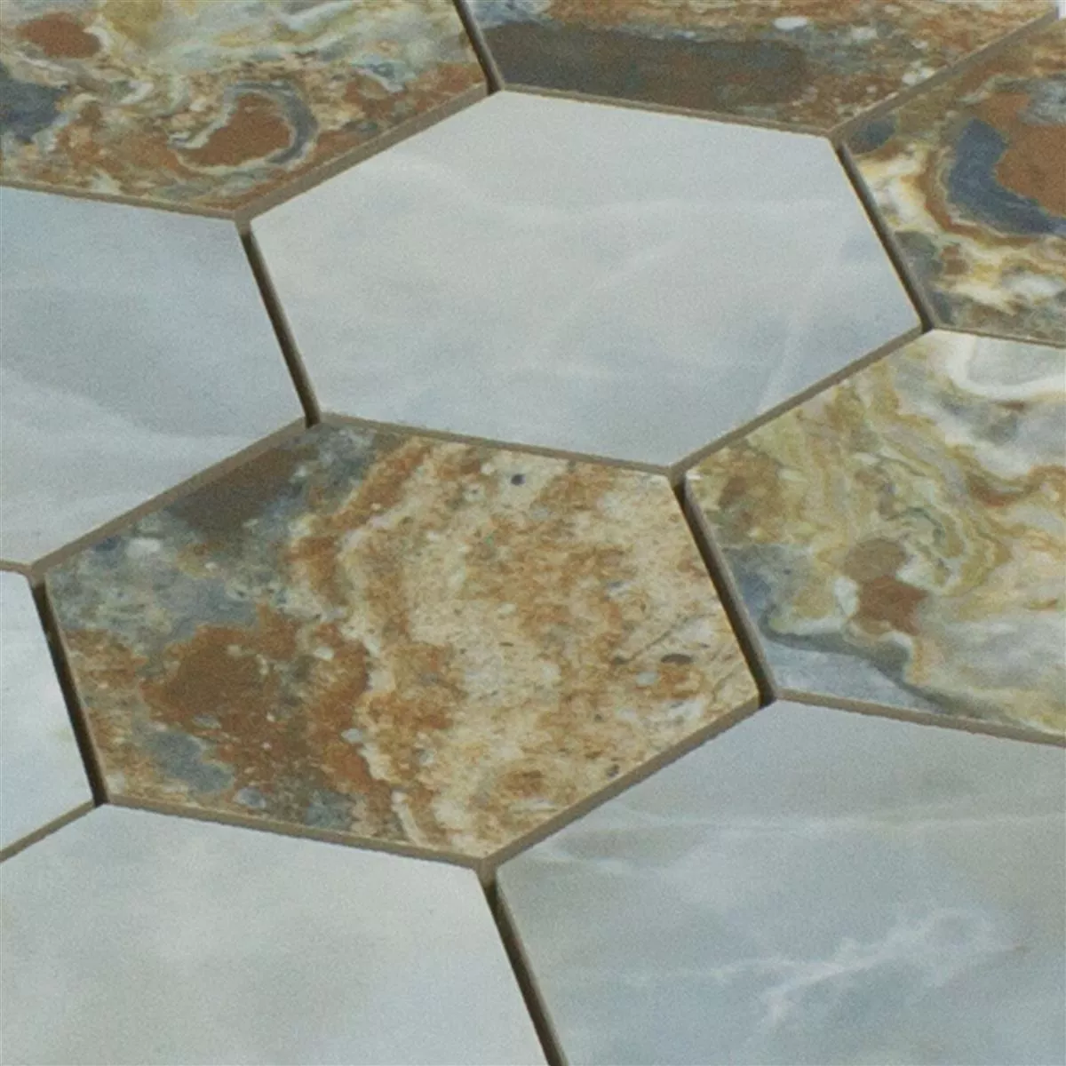 Keramički Mozaik Pločice Naftalin Šesterokut Smeđa Plava