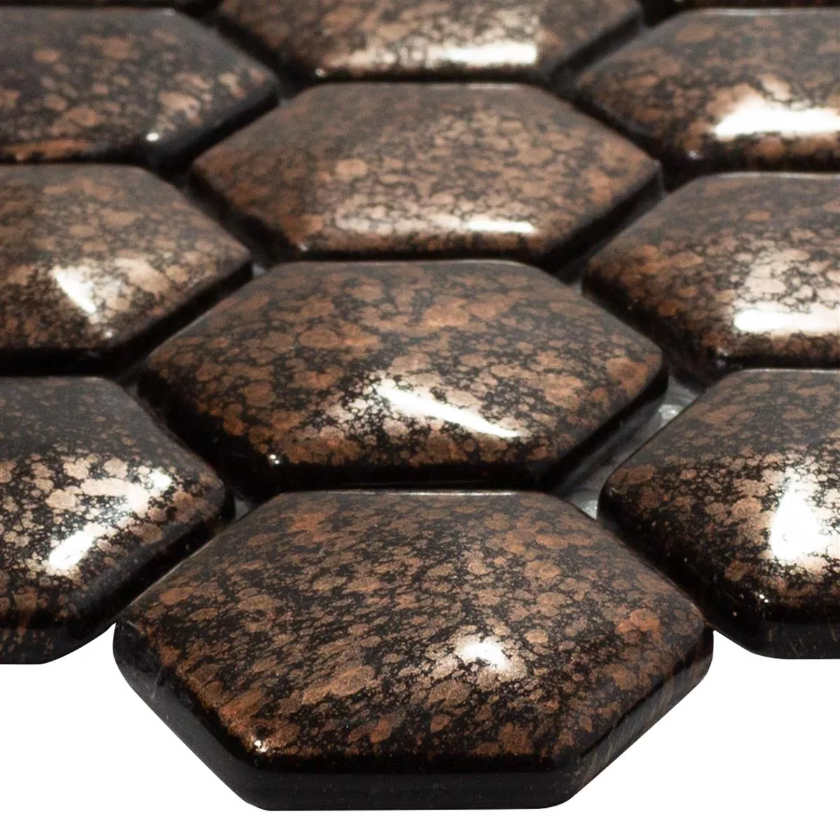 Uzorak Stakleni Mozaik Pločice Leopard Šesterokut 3D Bronca