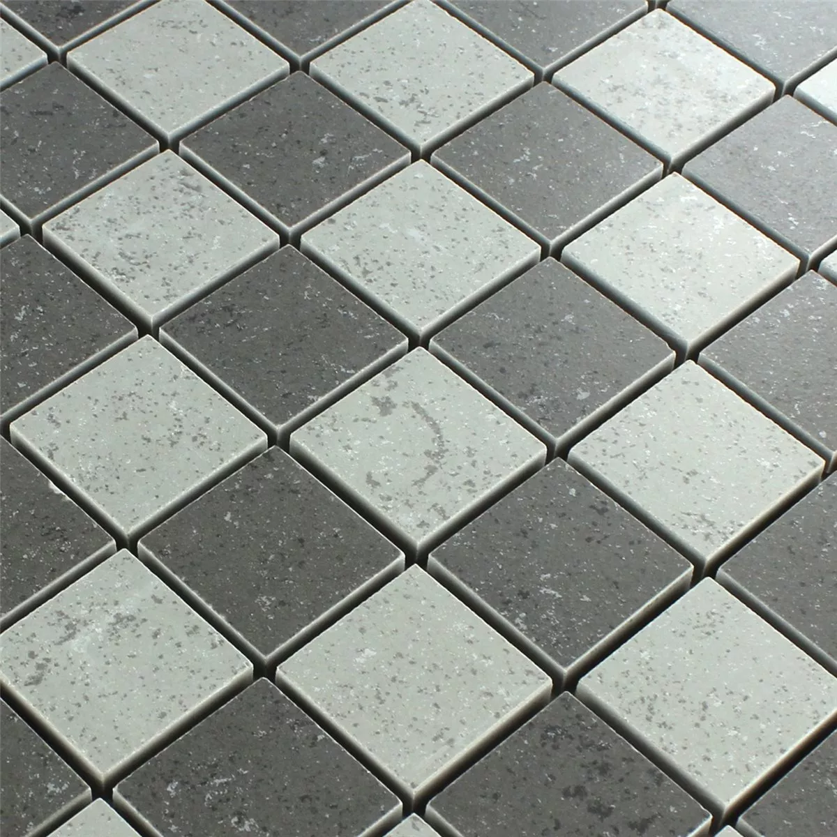 Uzorak Mozaik Pločice Šahovnica Siva Mat