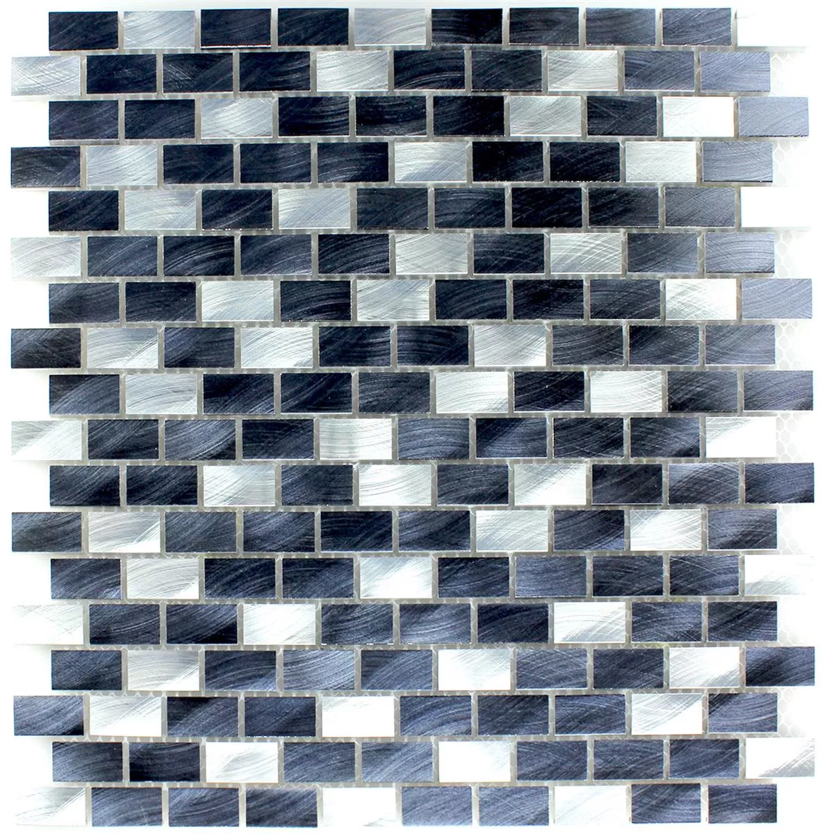 Mozaik Pločice Aluminij Srebrna Crna 15x30x4mm