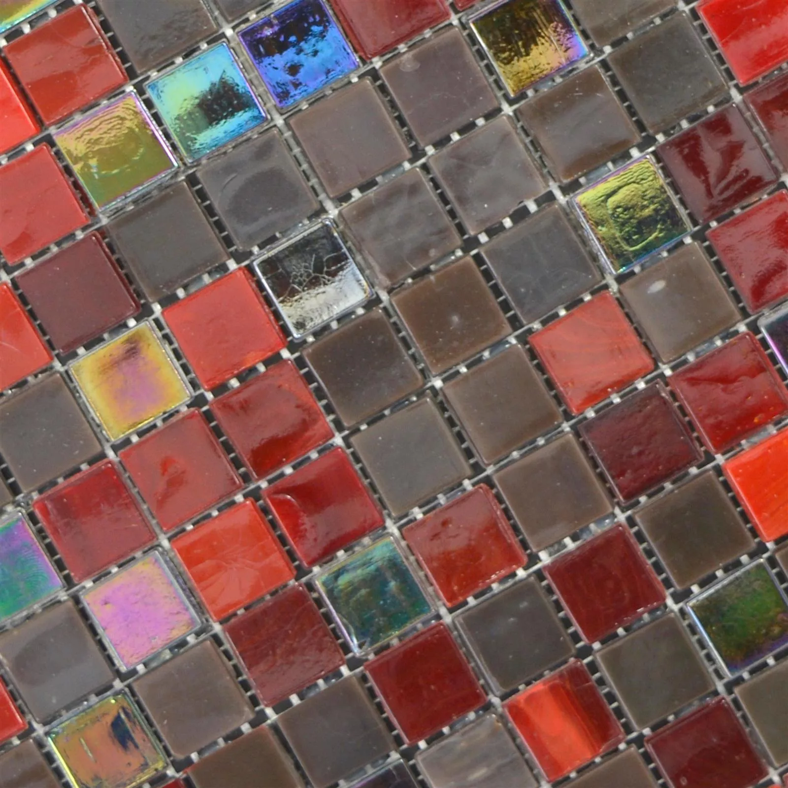 Uzorak Staklo Mozaik Pločice Rexford Efekt Sedefa Smeđa Crvena