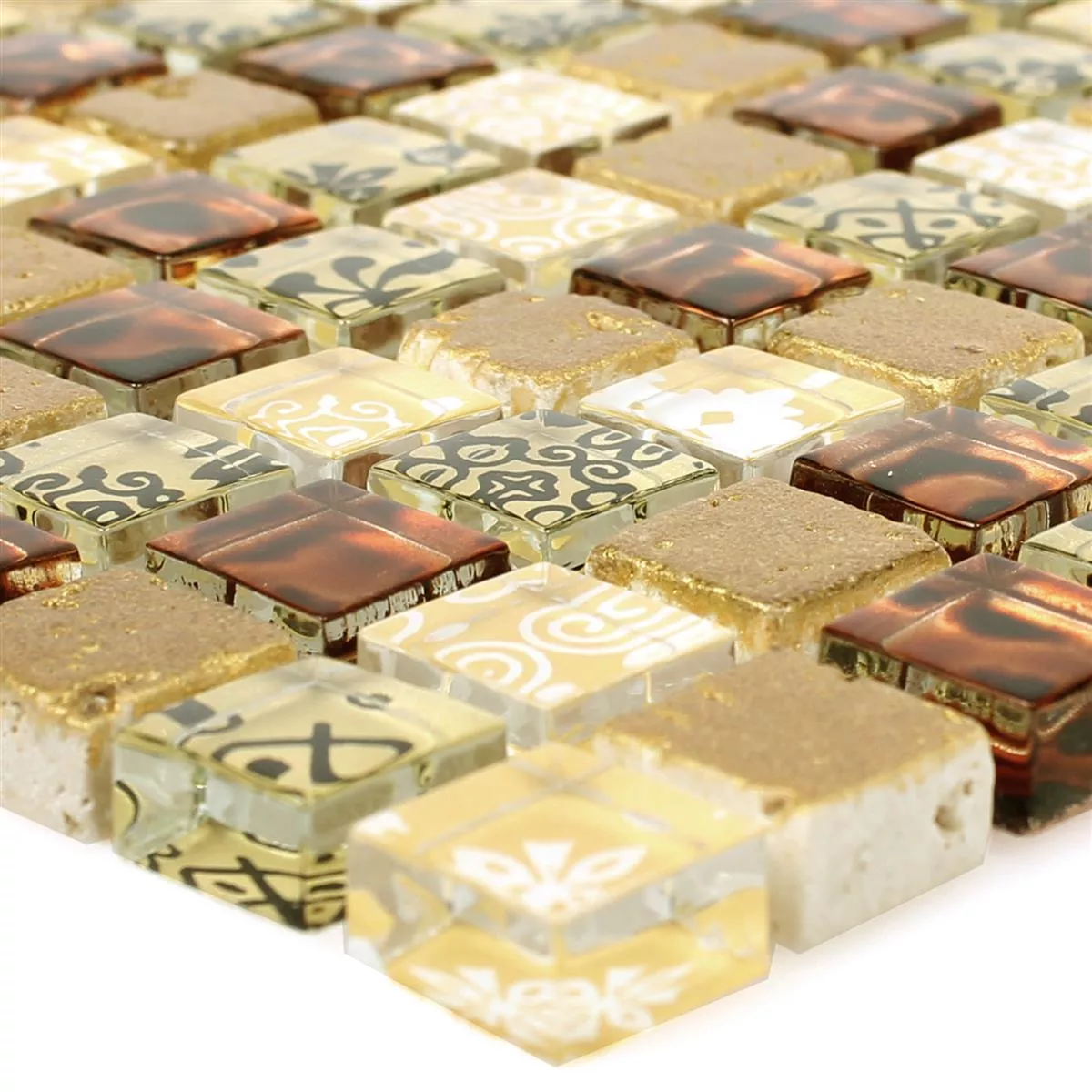 Staklo Smola Mozaik Pločice Diemel Bež Crvena Staklo Smola Mozaik Pločice Diemel Bež Crvena