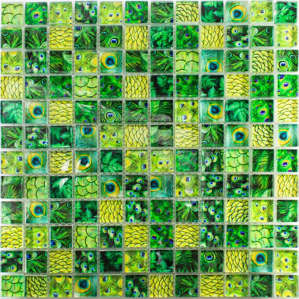 Uzorak Stakleni Mozaik Pločice Peafowl Zelena 23
