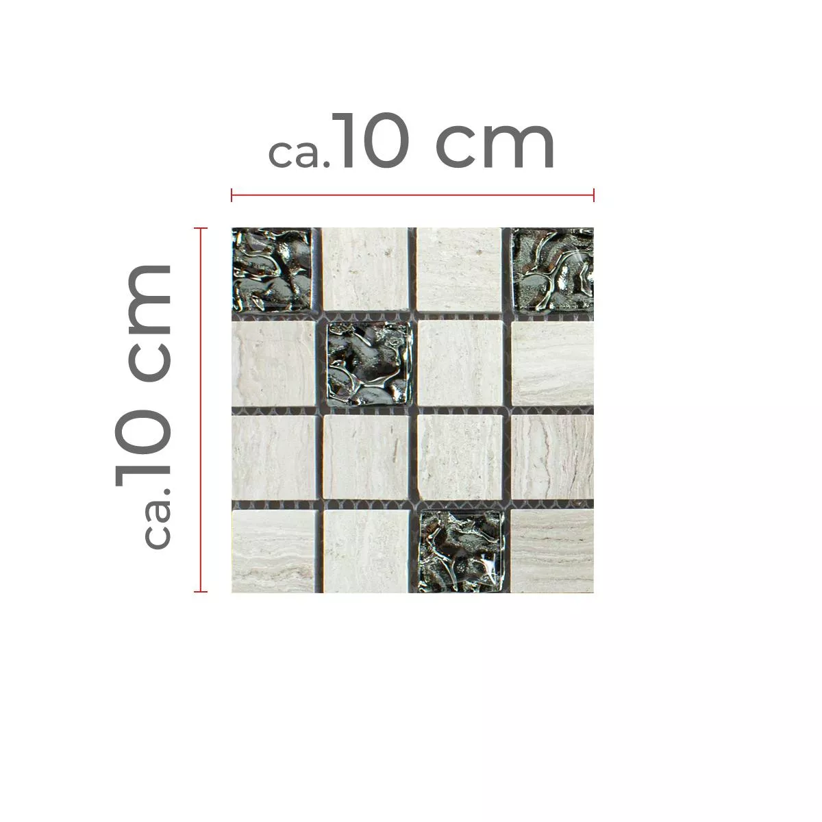 Uzorak Staklo Prirodni Kamen Metal Mozaik Pločice Fulda Siva Srebrna