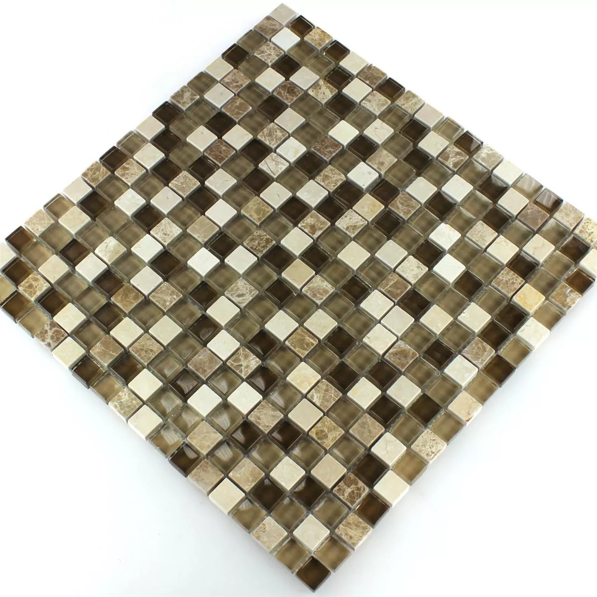 Mozaik Pločice Staklo Mramor Smeđa Bež 15x15x8mm