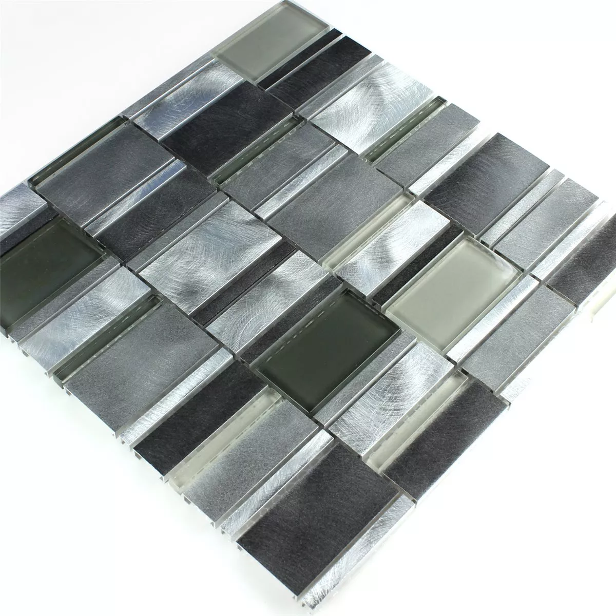 Uzorak Mozaik Pločice Aluminij Staklo Siva Srebrna