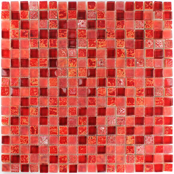 Uzorak Mozaik Pločice Escimo Staklo Prirodni Kamen Mix Crvena