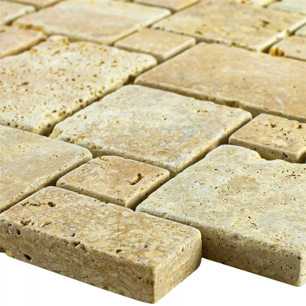 Prirodni Kamen Travertin Mozaik Pločice LaGrange Zlatna