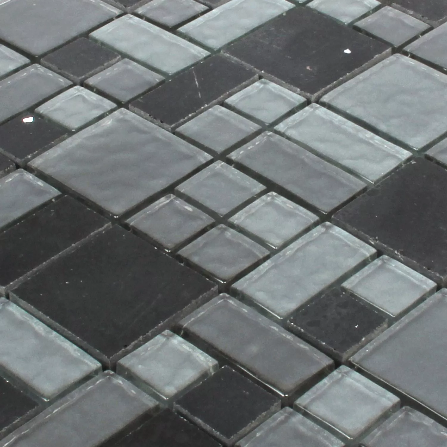 Mozaik Pločice Lauria Staklo Umjetni Kamen Crna