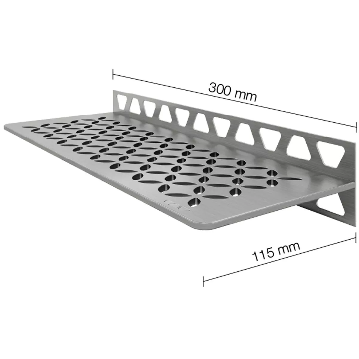 Polica za tuš zidna polica Schlüter pravokutnik 30x11,5 cm cvjetno srebrna