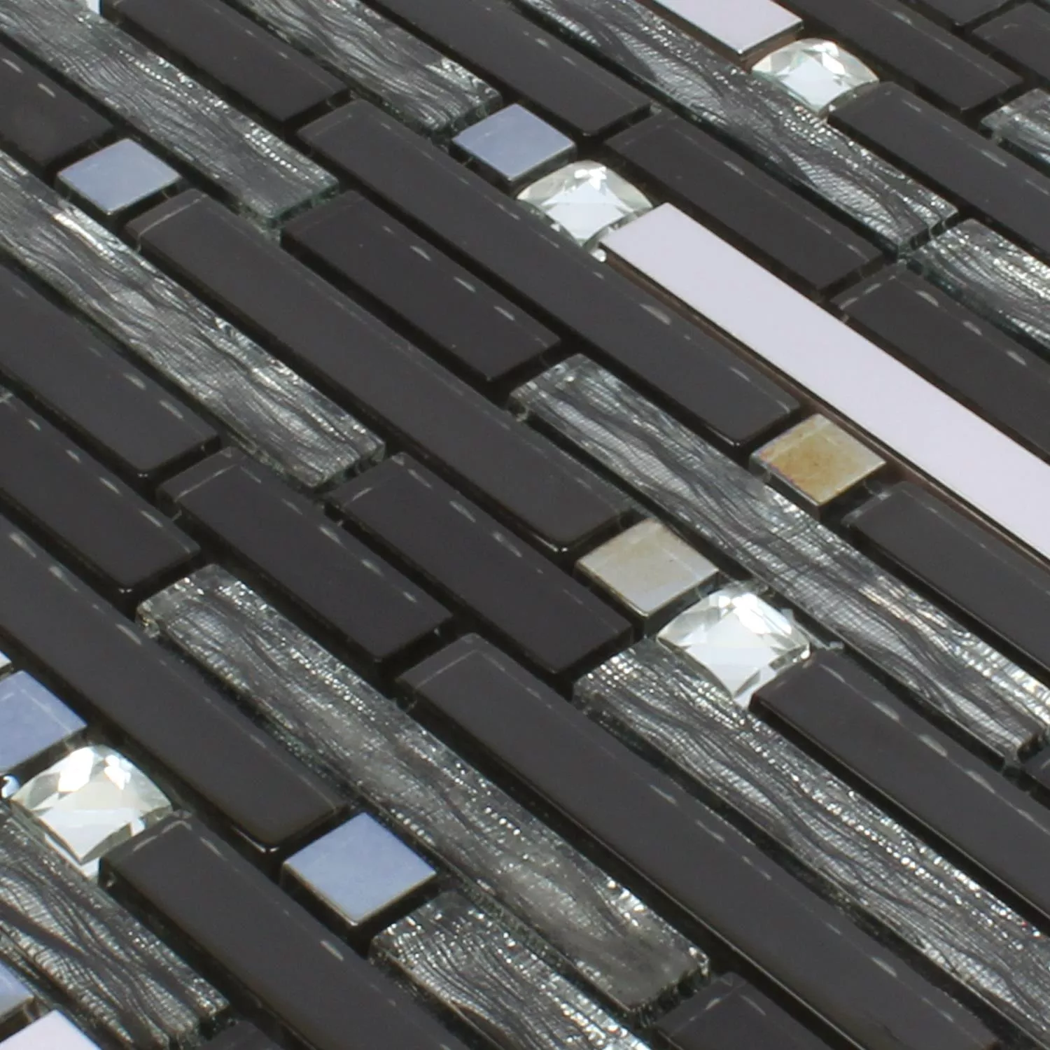 Uzorak Mozaik Pločice Staklo Metal Latoya Srebrna Crna