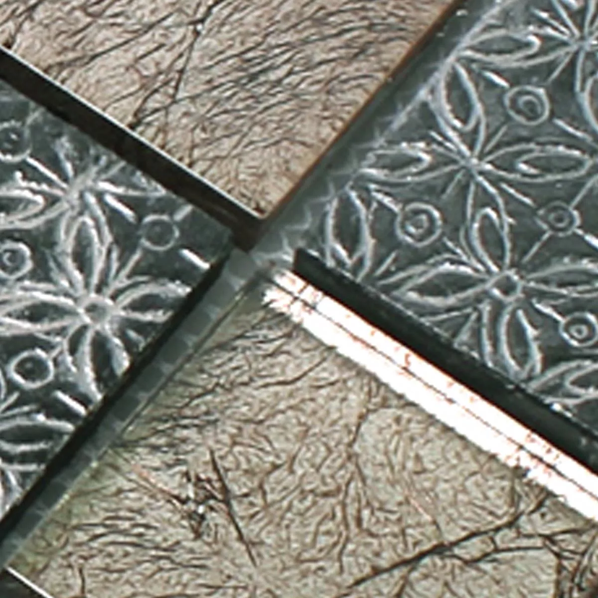 Uzorak Mozaik Pločice Staklo Smola Prirodni Kamen Friesia Srebrna