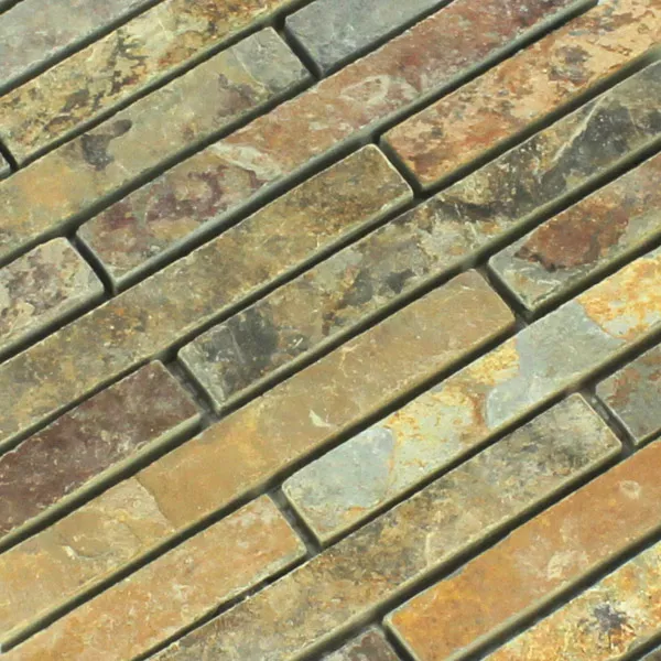 Uzorak Mozaik Pločice Kvarcit Prirodni Kamen Multi Color Šarena Mix Stick
