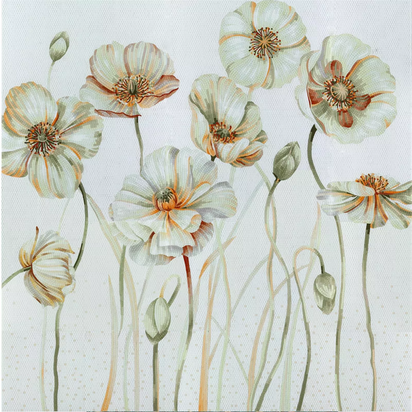 Mozaik Staklo Slika White Poppy 130x240cm Mozaik Staklo Slika White Poppy 130x240cm