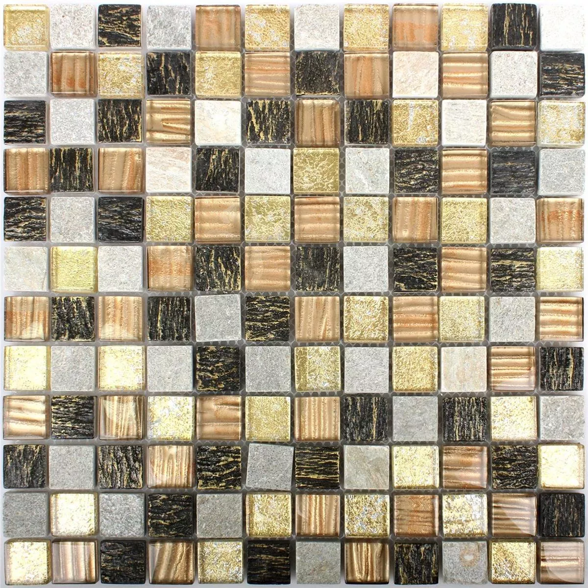 Mozaik Pločice Staklo Kamen Mix Canova Zlatna Smeđa